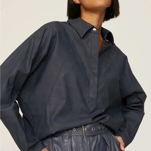 MARISSA WEBB
Faux Leather Tunic Navy Long Sleeve Shirt